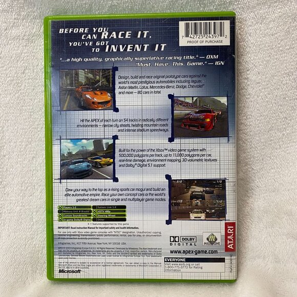 Apex Xbox Racing (Microsoft Xbox, 2003) CIB with Manual Tested - Picture 4 of 4